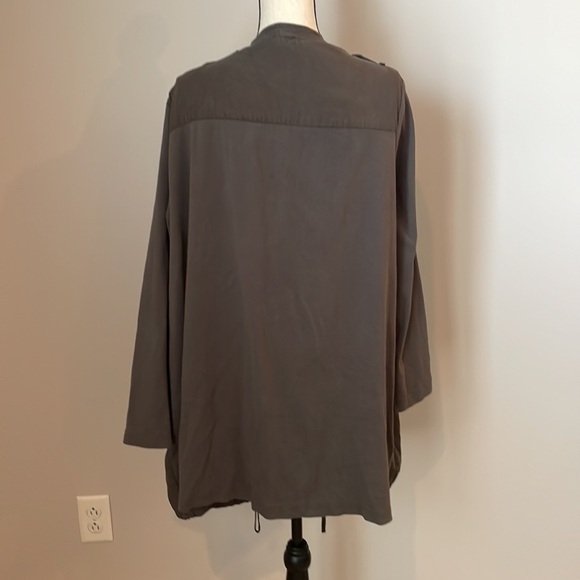 Dalia Anorak Jacket SZ 3X Olive Green Drawstrings Open Front Stretchy Lined - Picture 9 of 14